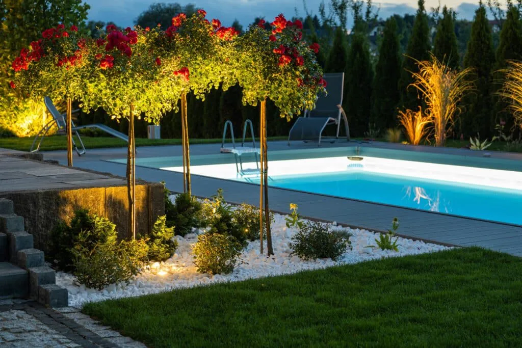 Outdoor pathway lights improving safety at a Frisco residence